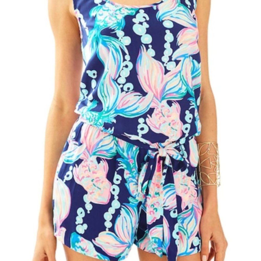 EUC Lilly Pulitzer Rina Romper in “True Blue Going Coastal” Size Small